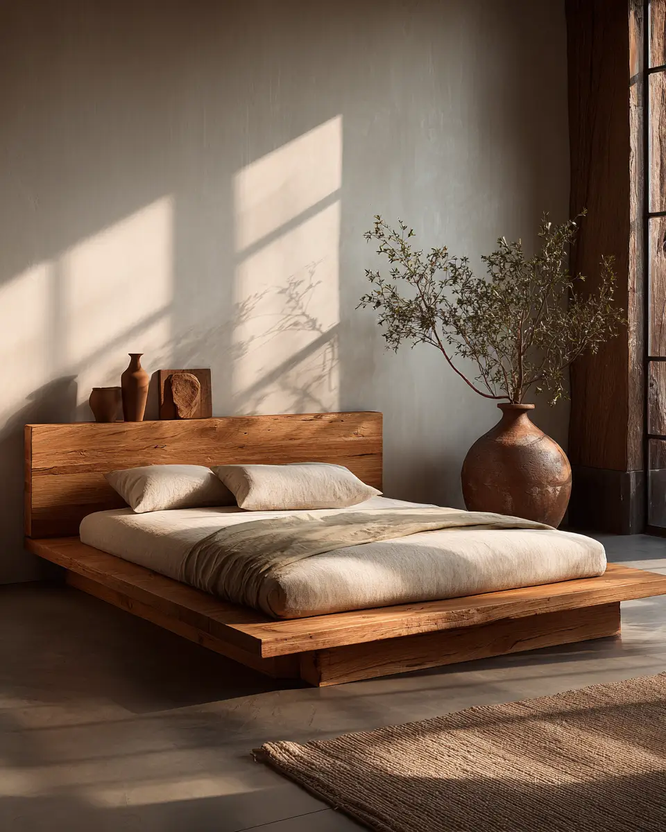 Natural Wood Japandi Bedroom Decor Ideas