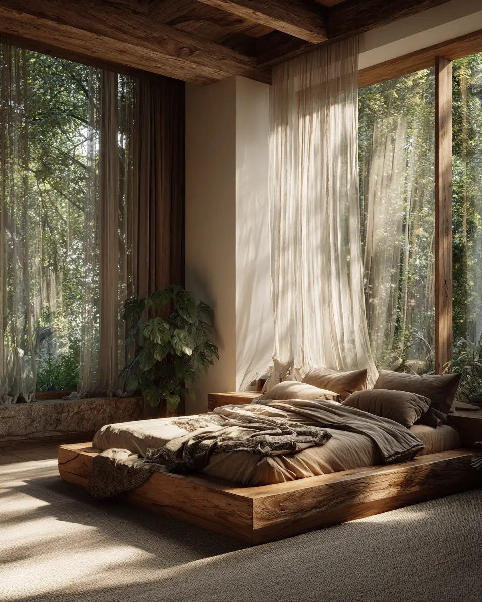 Natural Wood Japandi Bedroom Decor Ideas