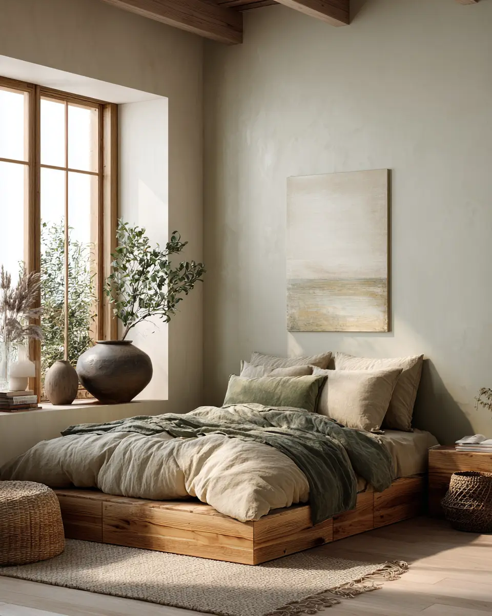 Natural Wood Japandi Bedroom Decor Ideas