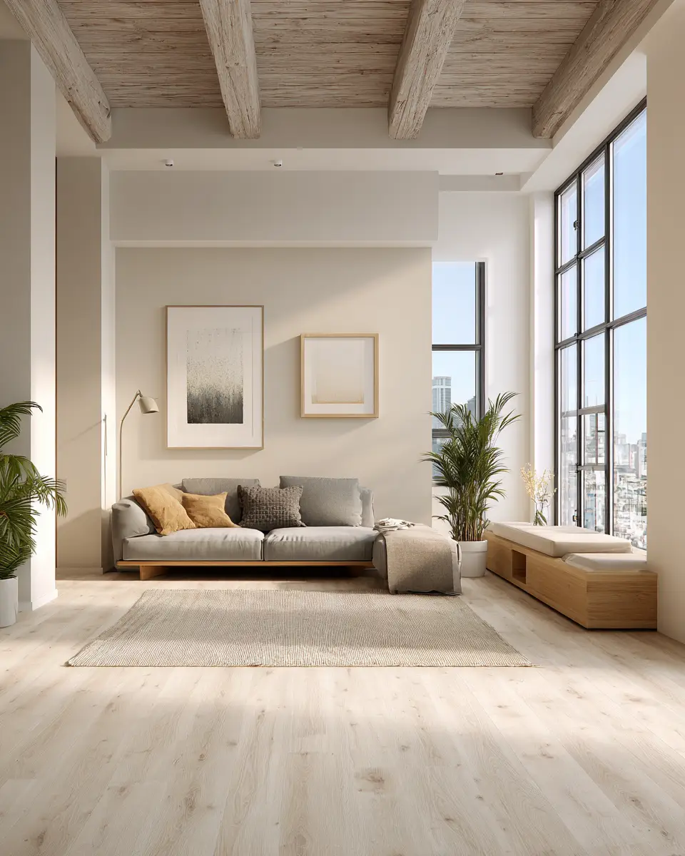 Natural Wood Scandinavian Living Room Decor Ideas - Featured