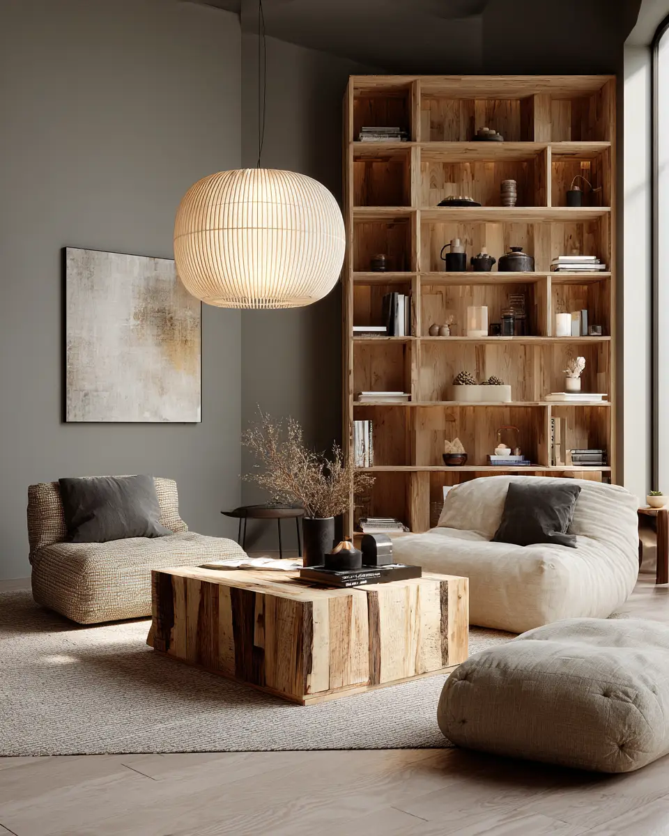 Natural Wood Scandinavian Living Room Decor Ideas