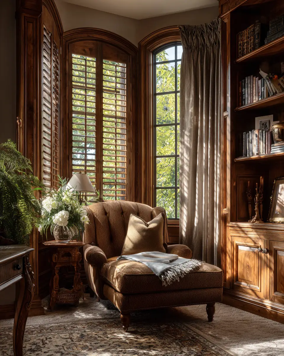 Natural Wood Traditional Home Office Decor Ideas