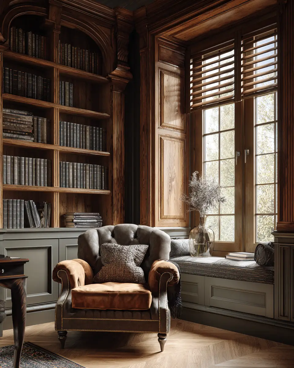 Natural Wood Traditional Home Office Decor Ideas