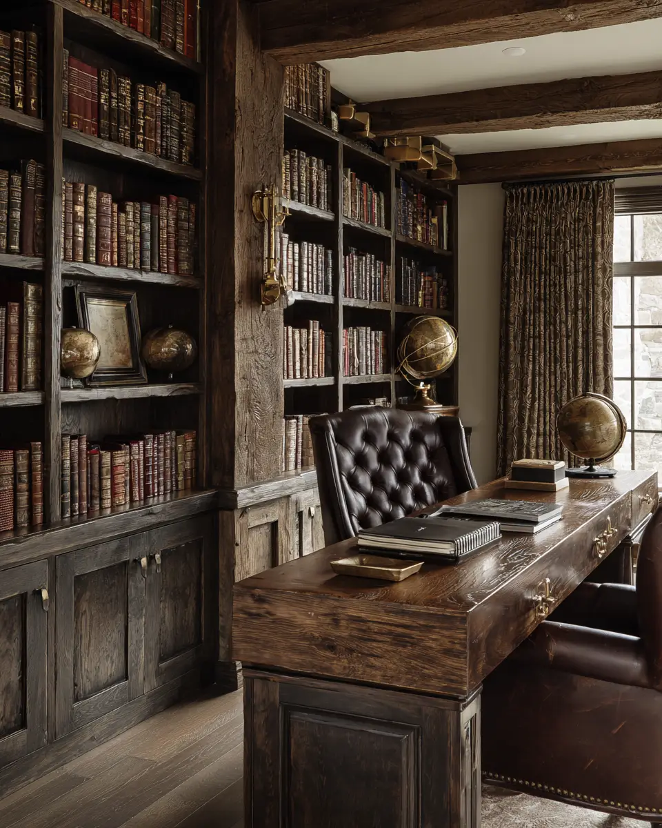 Natural Wood Traditional Home Office Decor Ideas