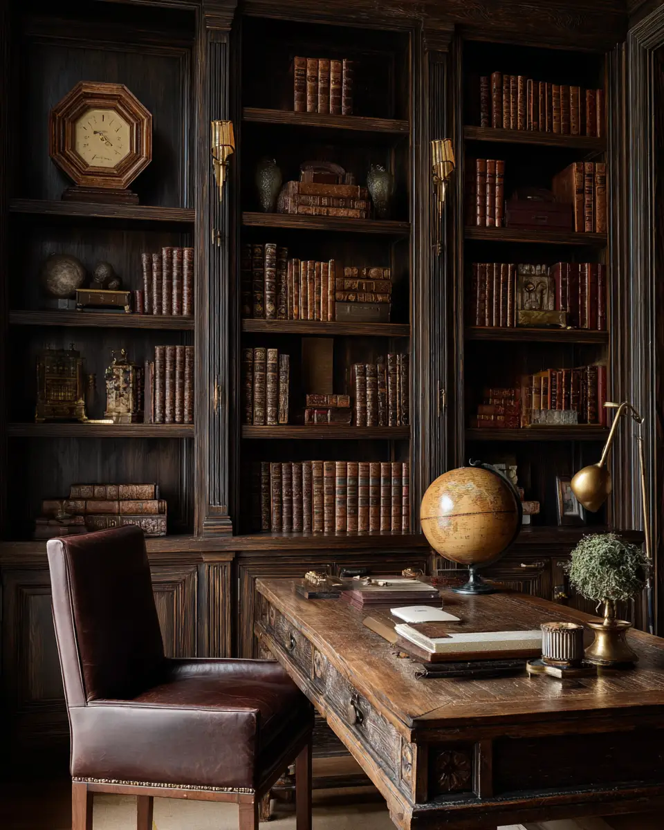 Natural Wood Traditional Home Office Decor Ideas