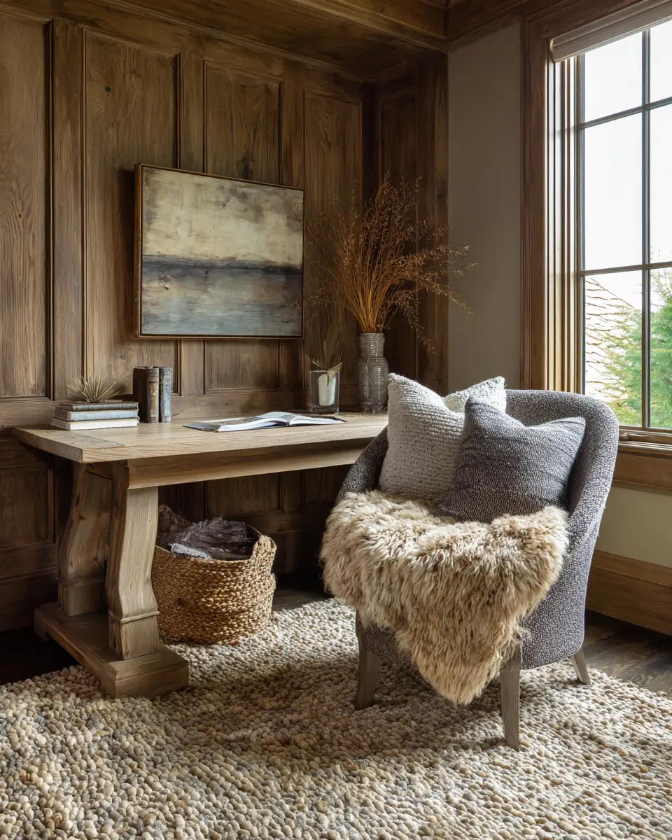 Natural Wood Traditional Home Office Decor Ideas