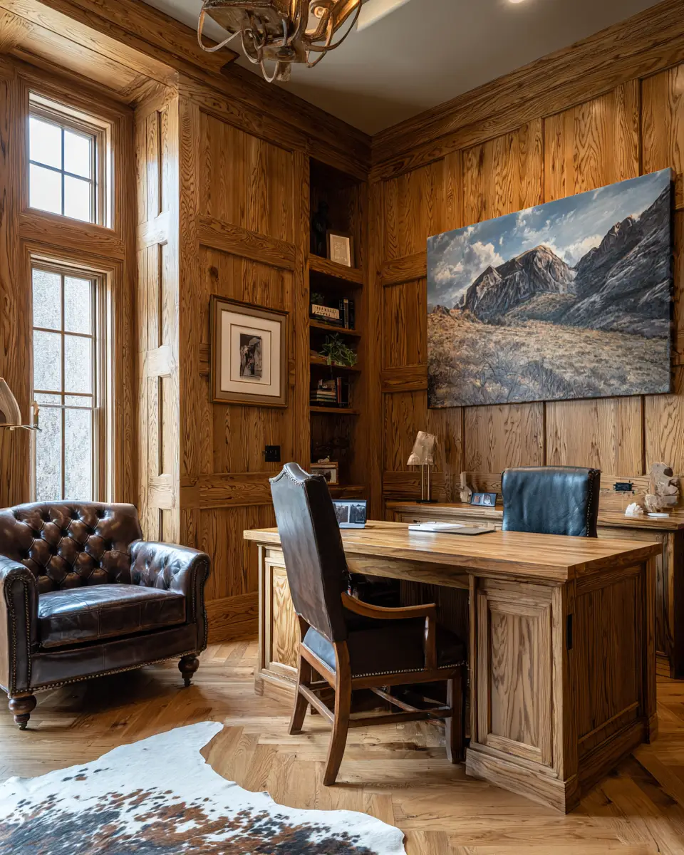 Natural Wood Traditional Home Office Decor Ideas