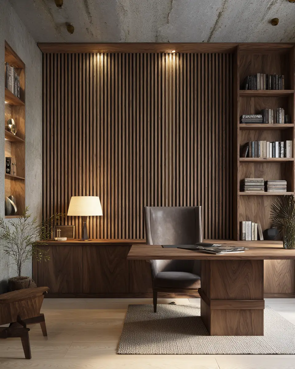 Natural Wood Traditional Home Office Decor Ideas