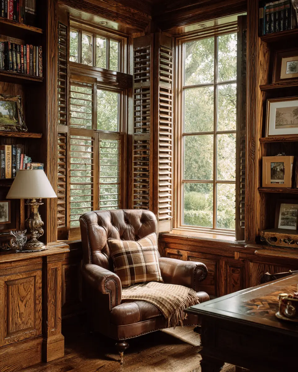 Natural Wood Traditional Home Office Decor Ideas