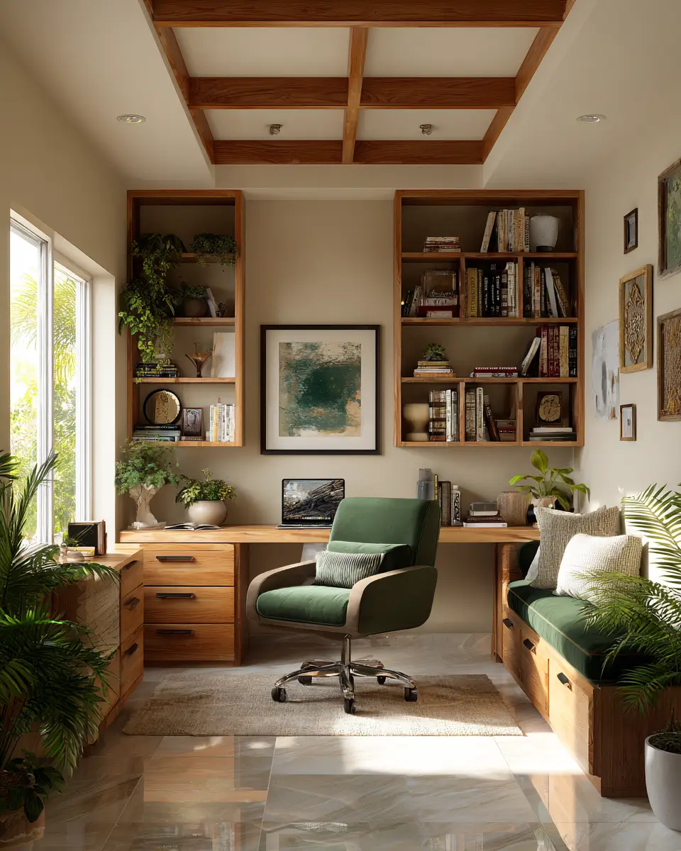 Natural Wood Traditional Home Office Decor Ideas