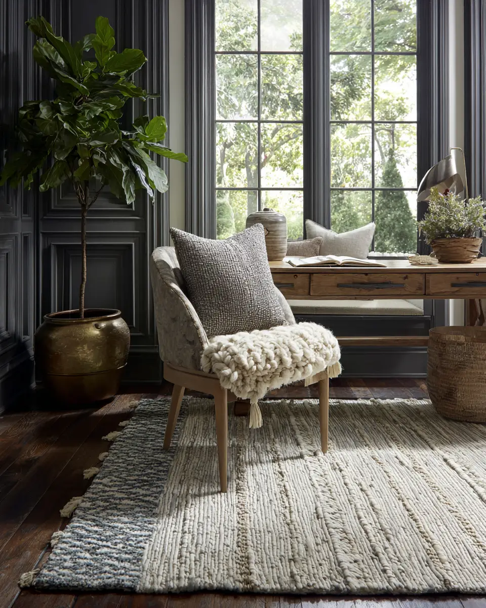 Natural Wood Traditional Home Office Decor Ideas