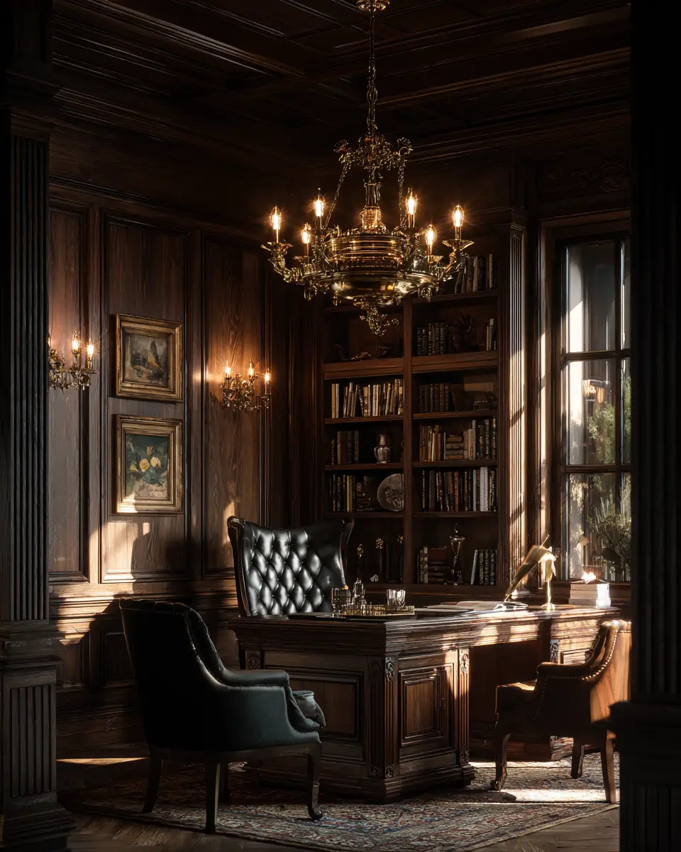 Natural Wood Traditional Home Office Decor Ideas