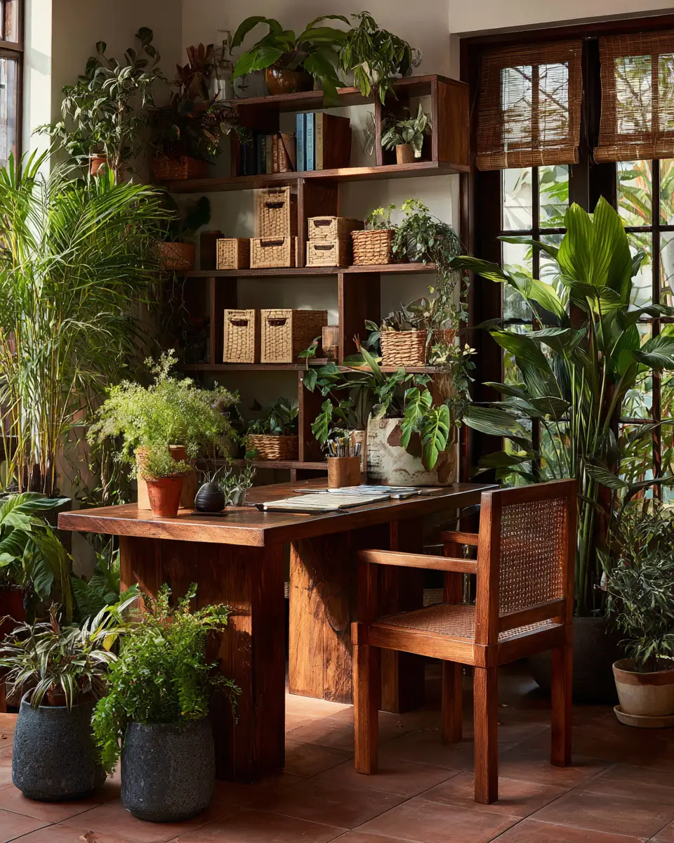 Natural Wood Traditional Home Office Decor Ideas