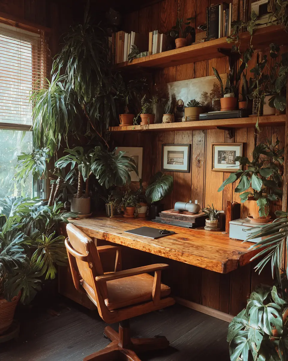 Natural Wood Traditional Home Office Decor Ideas