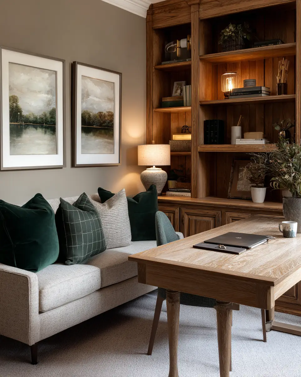 Natural Wood Traditional Home Office Decor Ideas