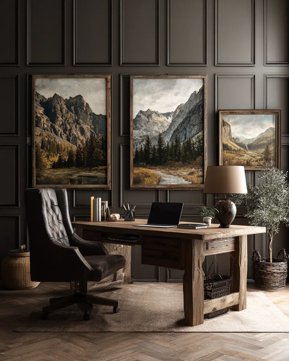 Natural Wood Traditional Home Office Decor Ideas