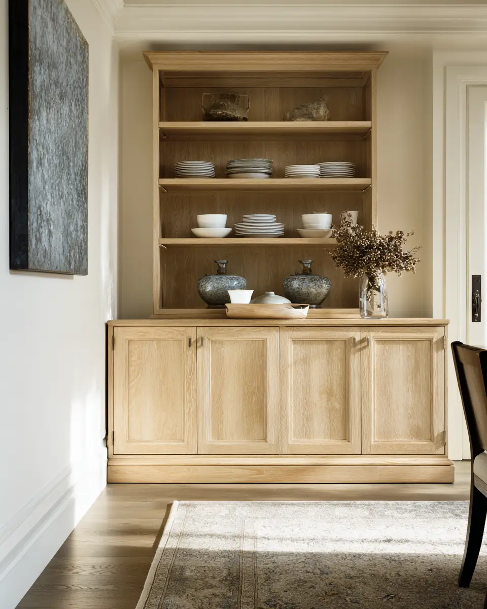 Natural Wood Transitional Dining Room Decor Ideas