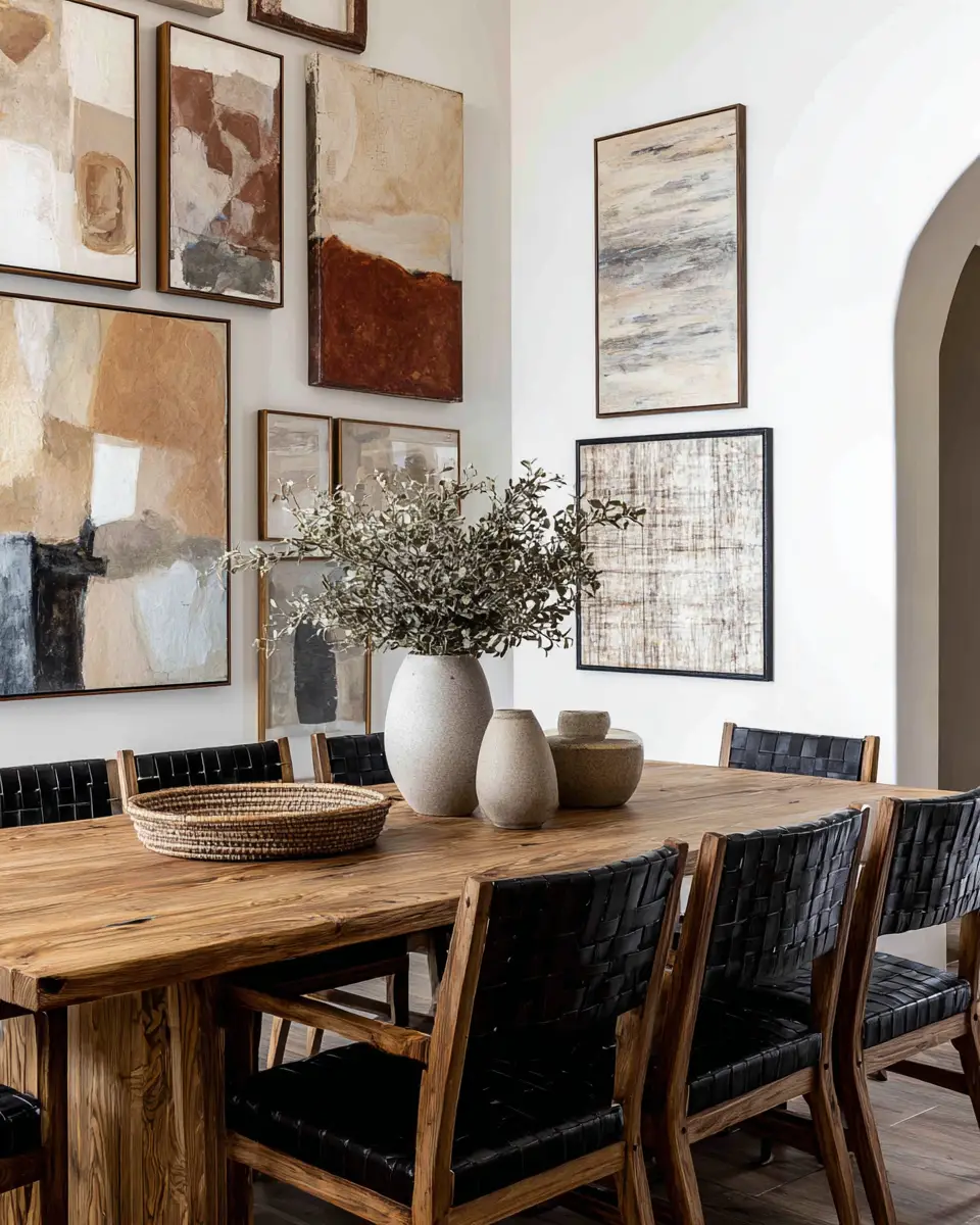 Natural Wood Transitional Dining Room Decor Ideas