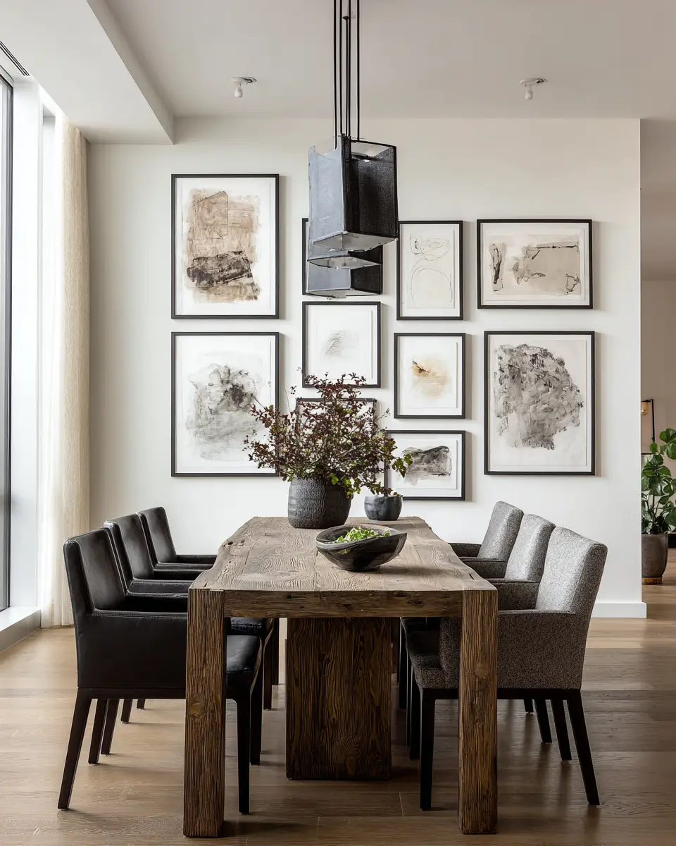 Natural Wood Transitional Dining Room Decor Ideas