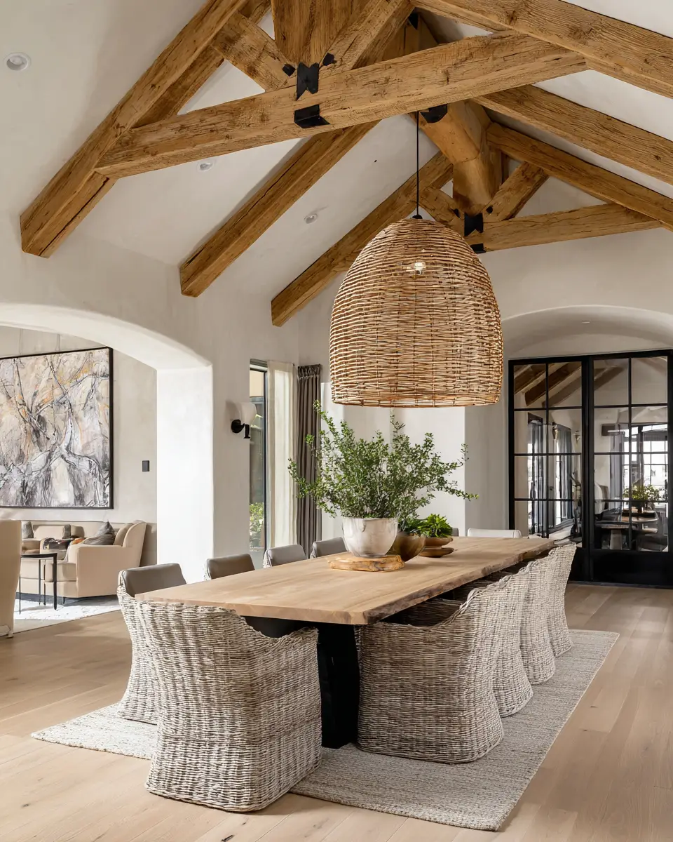 Natural Wood Transitional Dining Room Decor Ideas