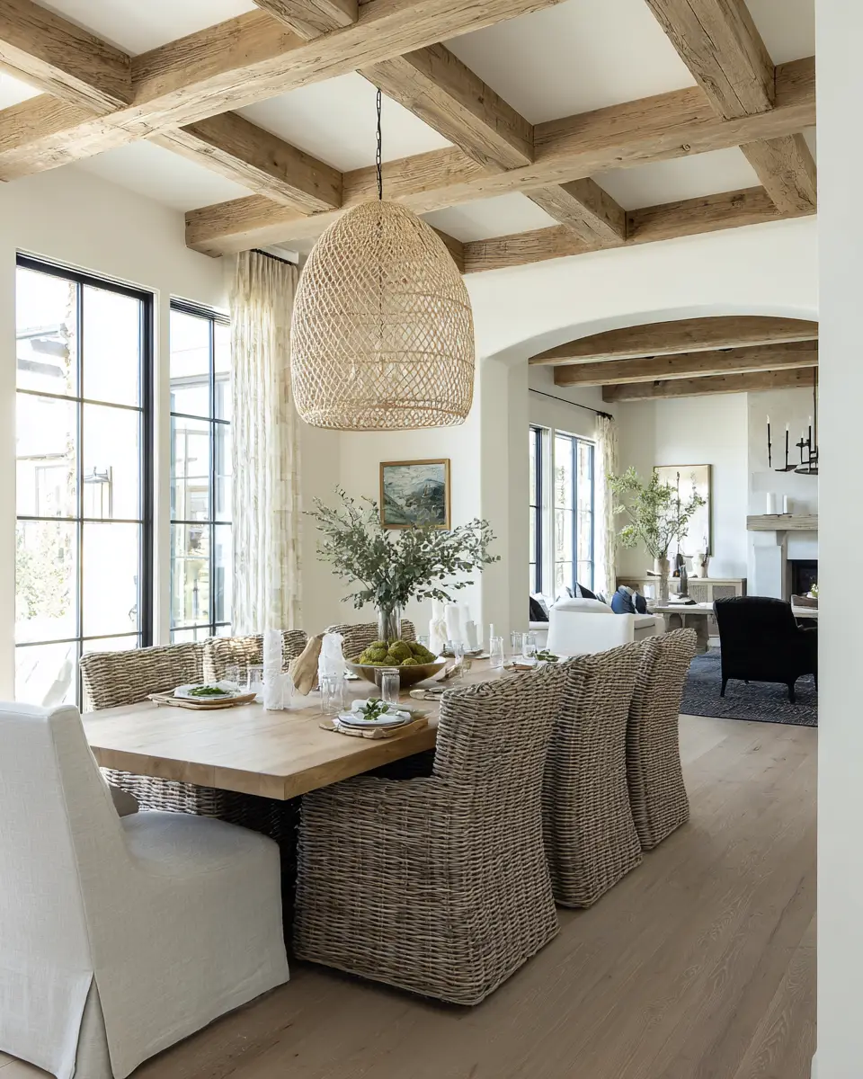 Natural Wood Transitional Dining Room Decor Ideas
