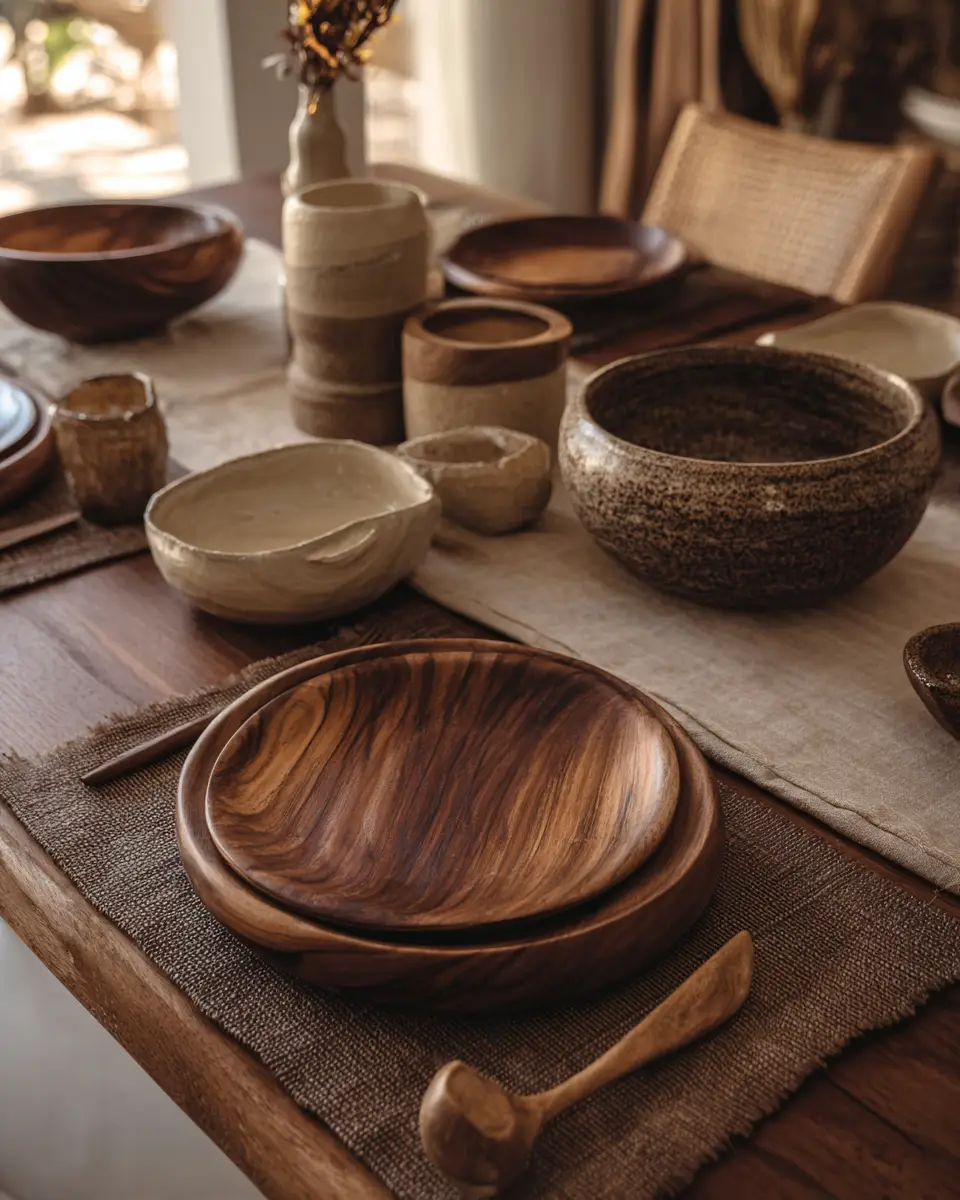 Natural Wood Transitional Dining Room Decor Ideas