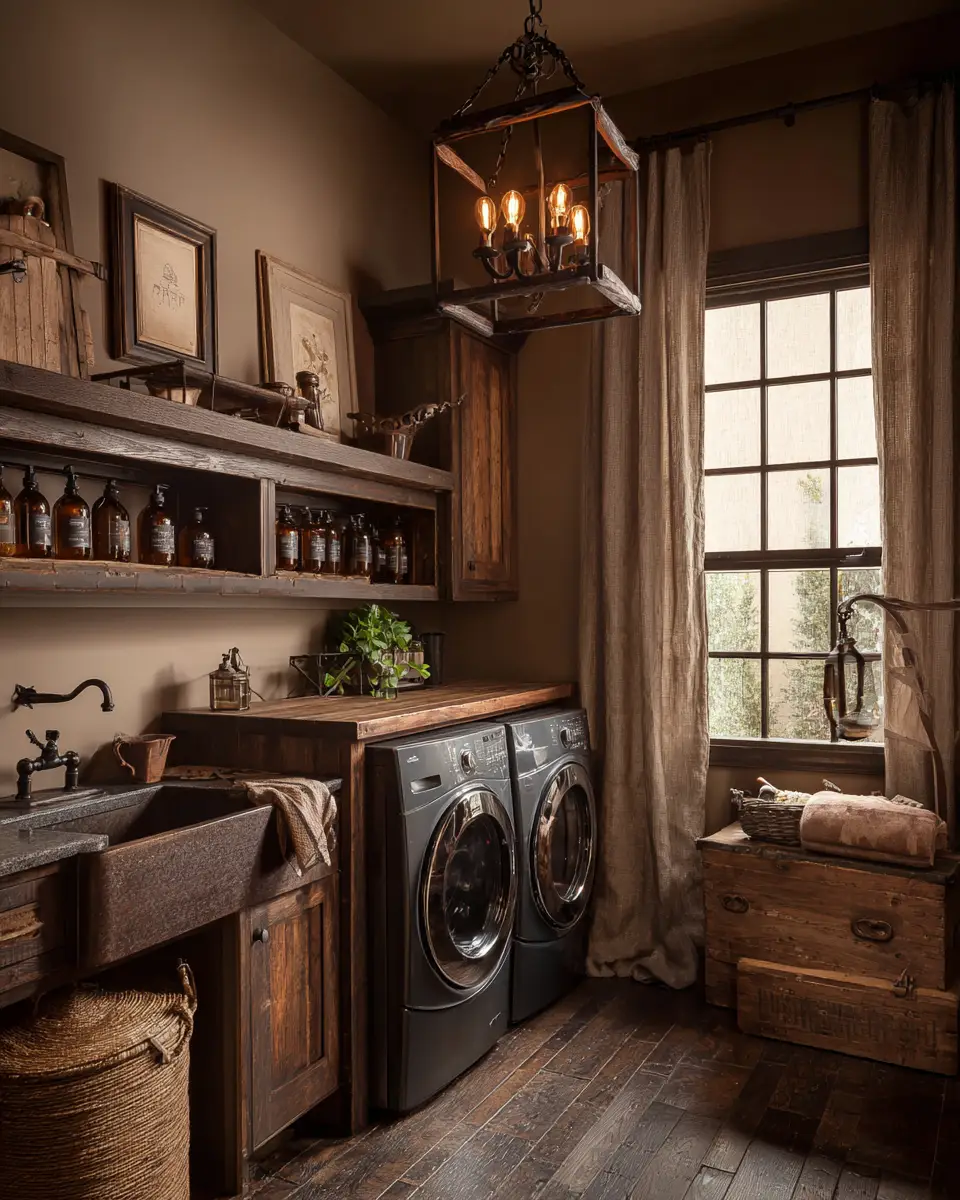 Natural Wood Vintage Laundry Room Decor Ideas