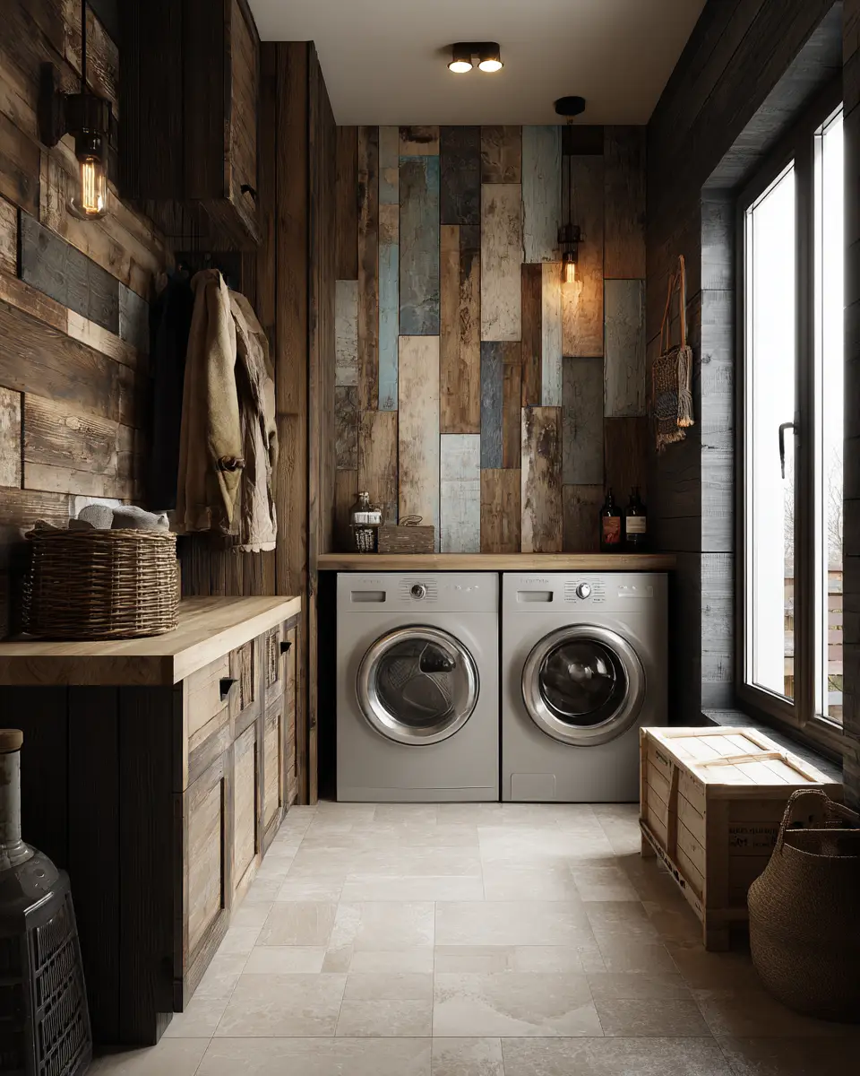 Natural Wood Vintage Laundry Room Decor Ideas