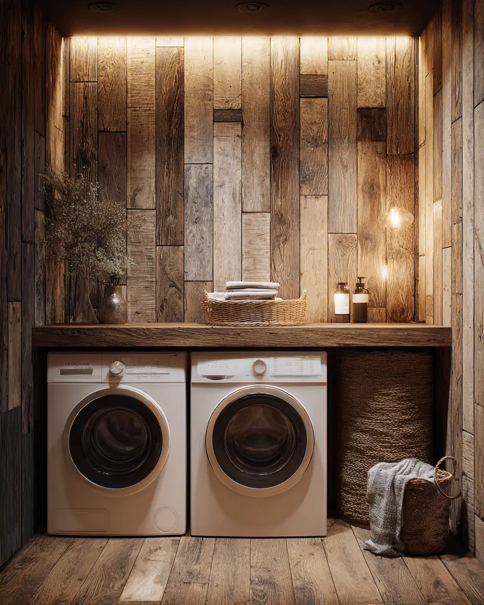 Natural Wood Vintage Laundry Room Decor Ideas