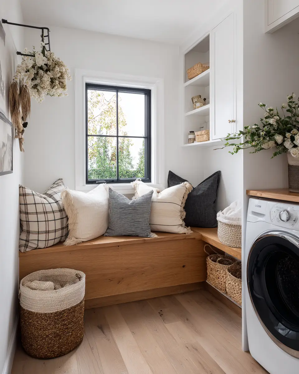Natural Wood Vintage Laundry Room Decor Ideas