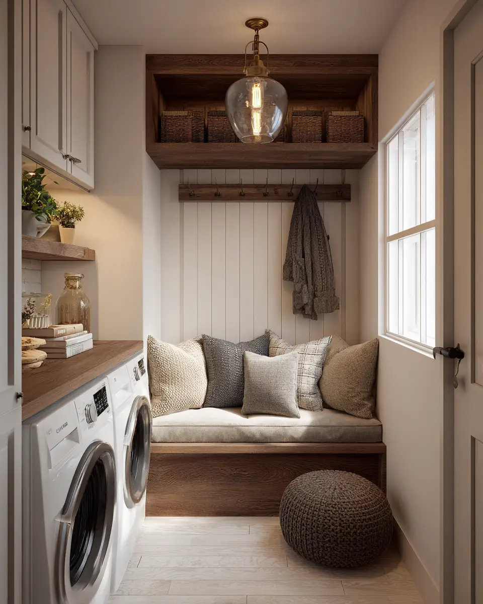 Natural Wood Vintage Laundry Room Decor Ideas