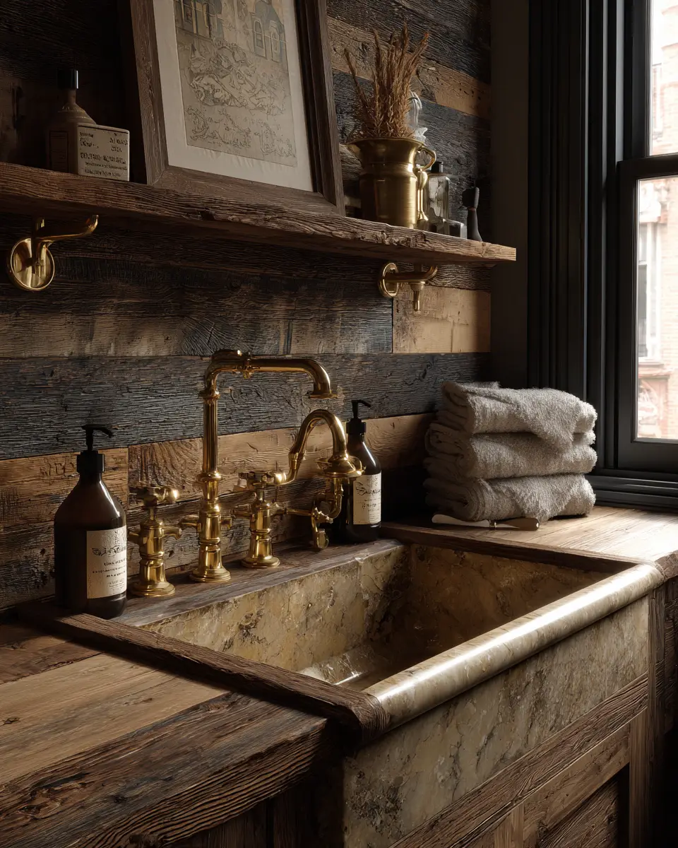 Natural Wood Vintage Laundry Room Decor Ideas