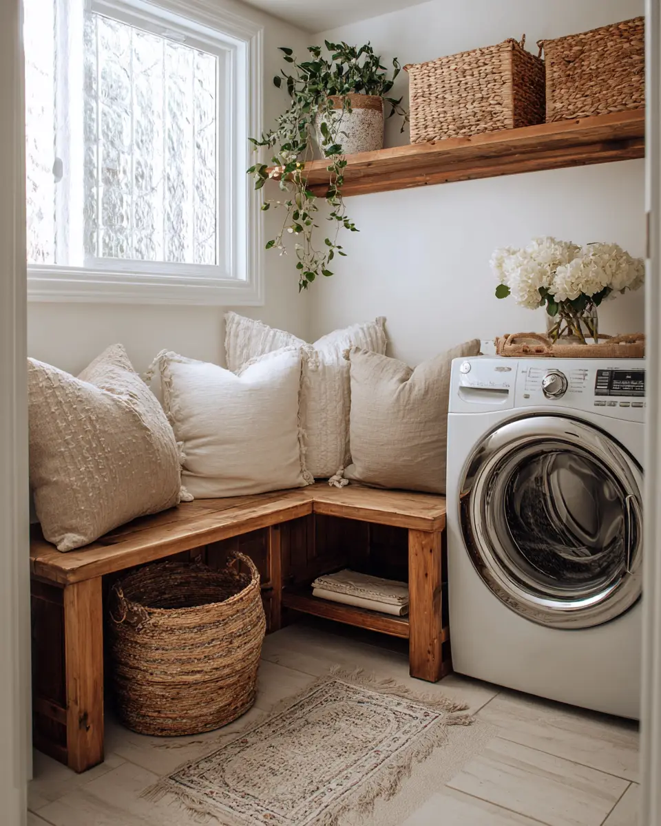 Natural Wood Vintage Laundry Room Decor Ideas