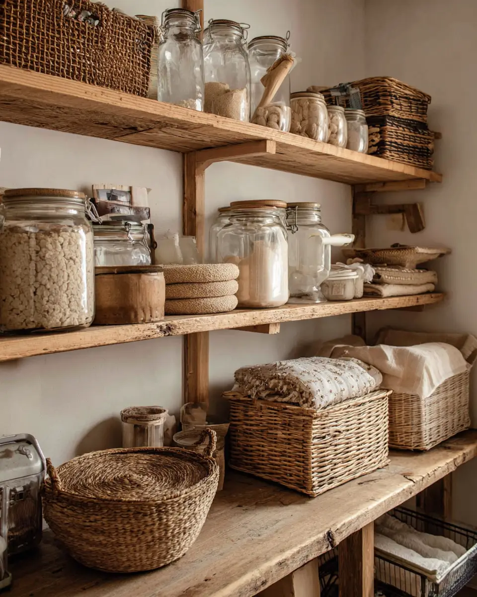 Natural Wood Vintage Laundry Room Decor Ideas