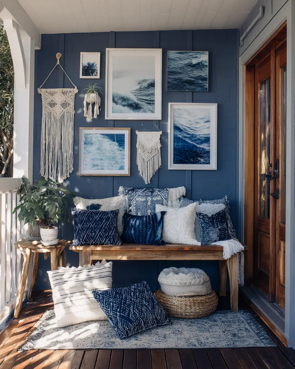 Navy Boho Porch Decor Ideas - Featured