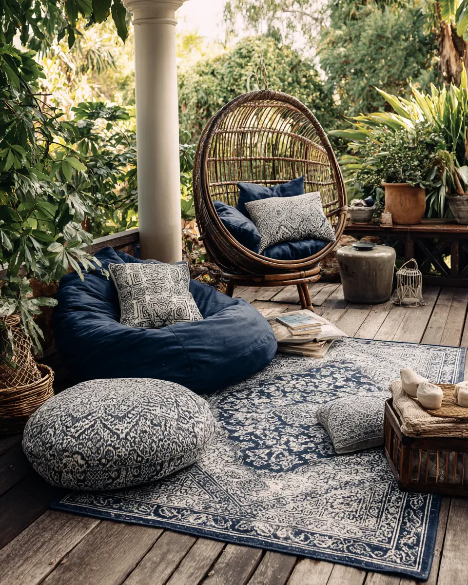 Navy Boho Porch Decor Ideas