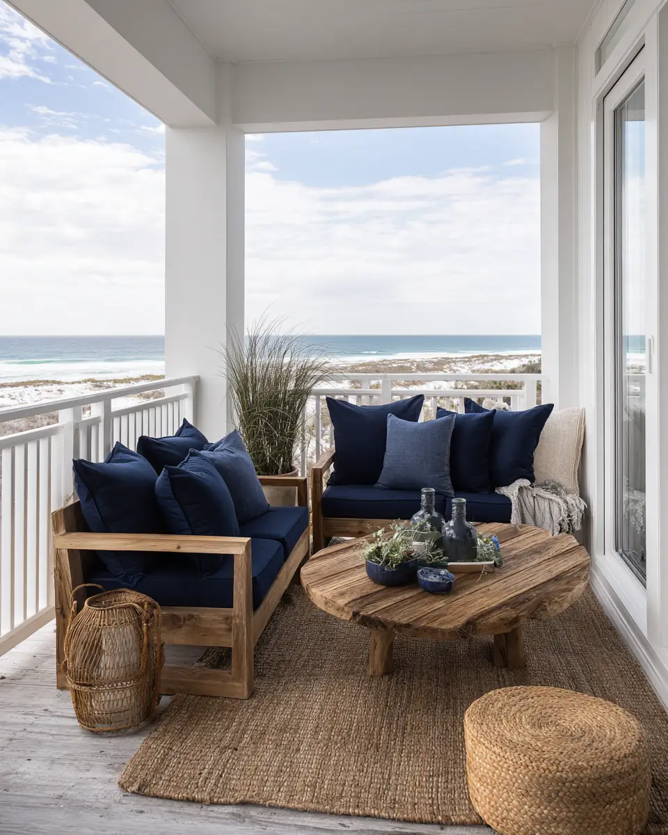Navy Coastal Balcony Decor Ideas