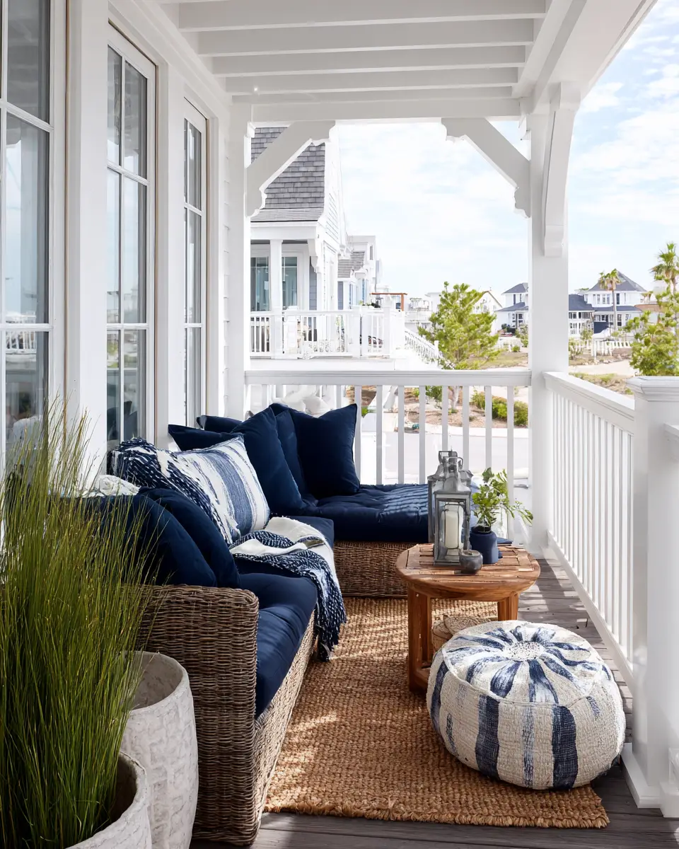 Navy Coastal Balcony Decor Ideas