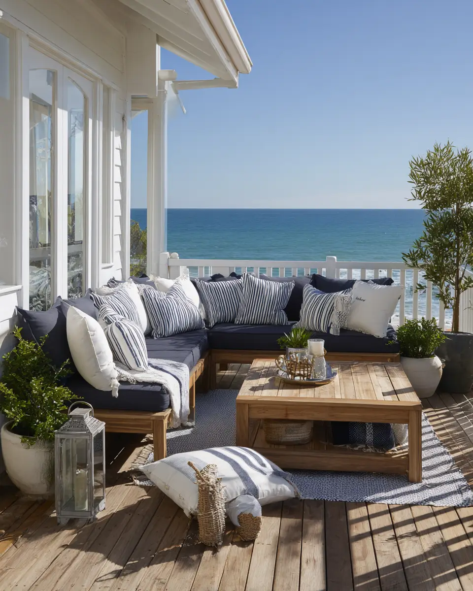 Navy Coastal Balcony Decor Ideas