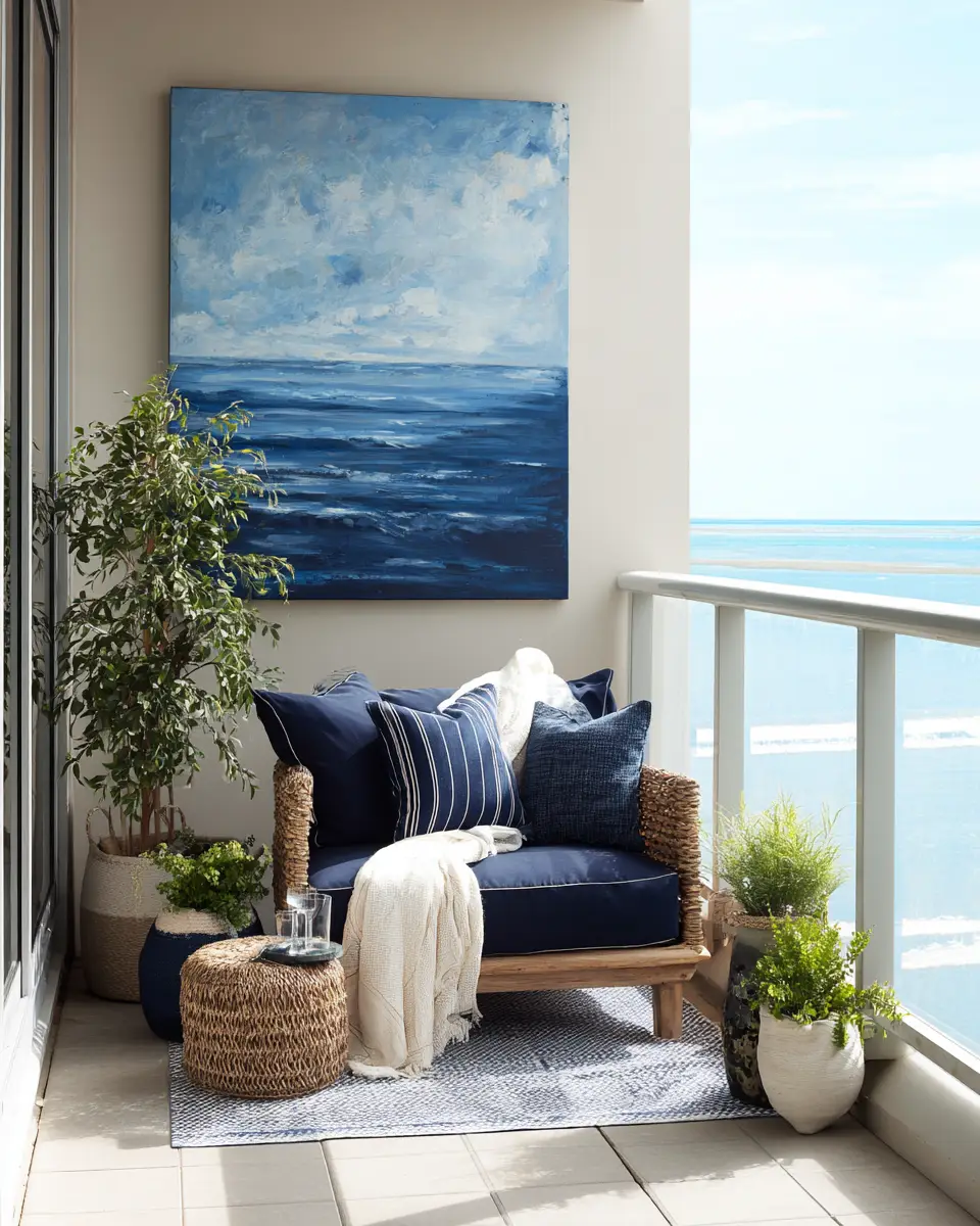 Navy Coastal Balcony Decor Ideas