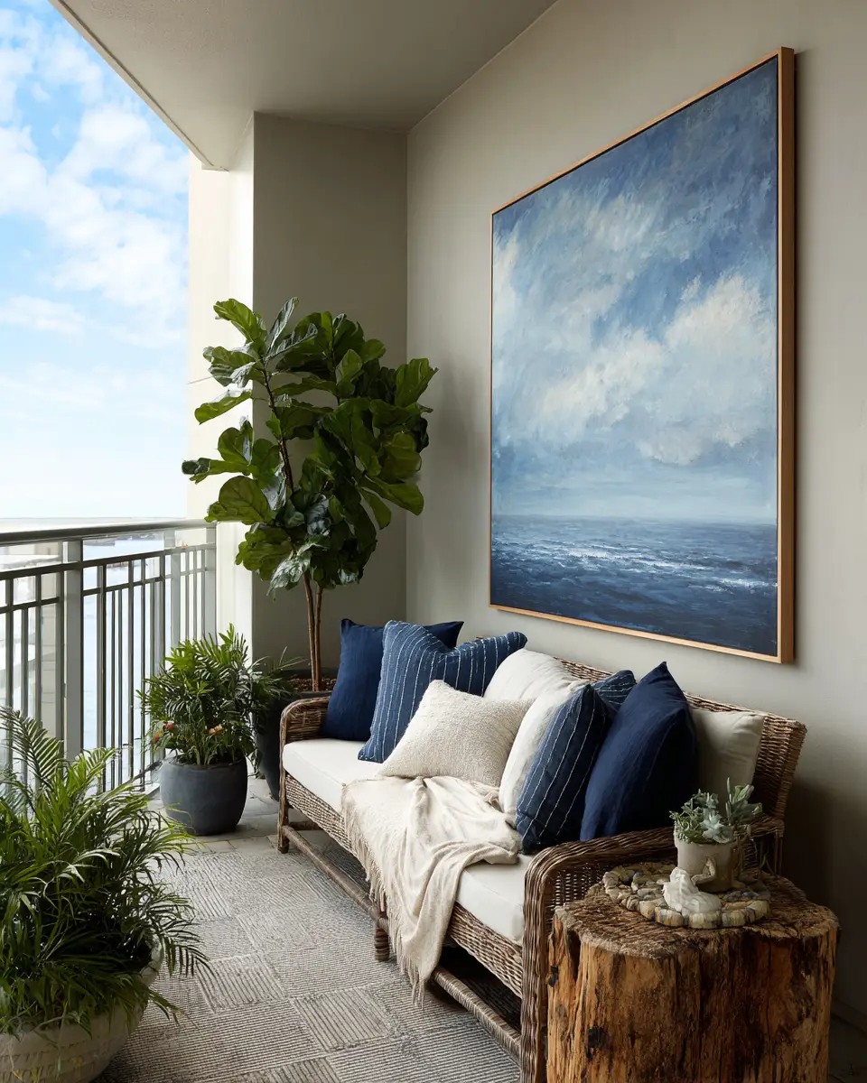 Navy Coastal Balcony Decor Ideas