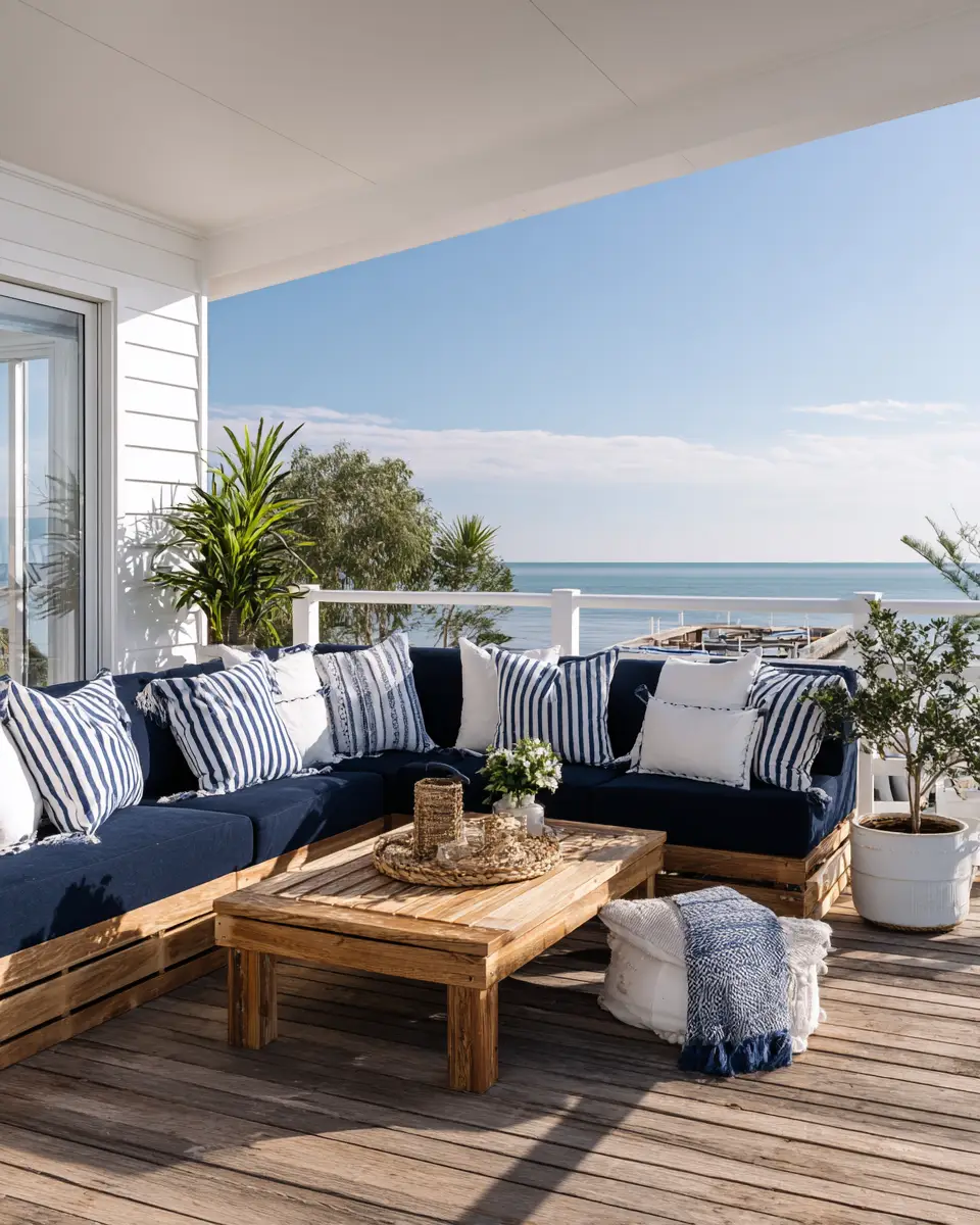 Navy Coastal Balcony Decor Ideas