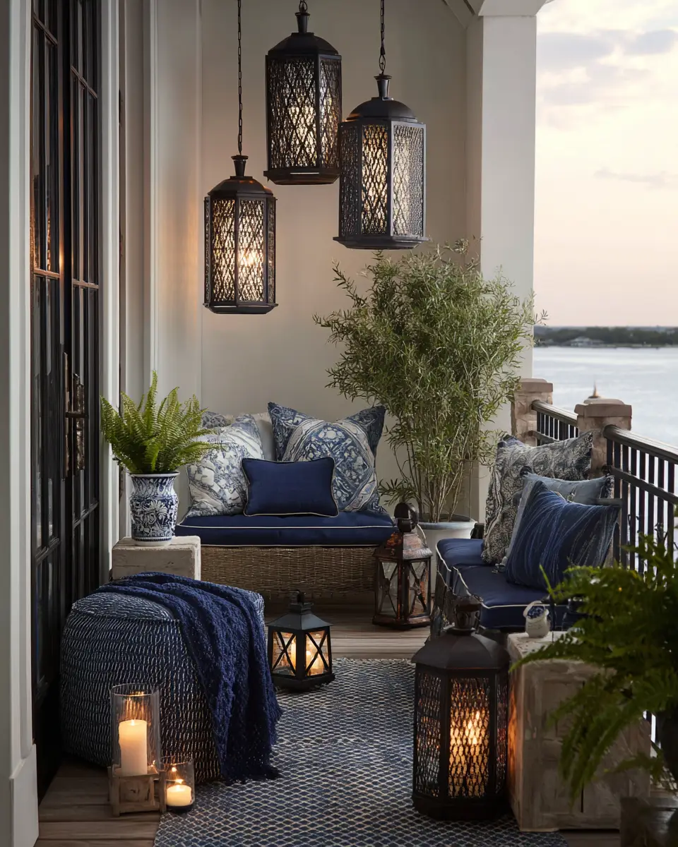 Navy Coastal Balcony Decor Ideas