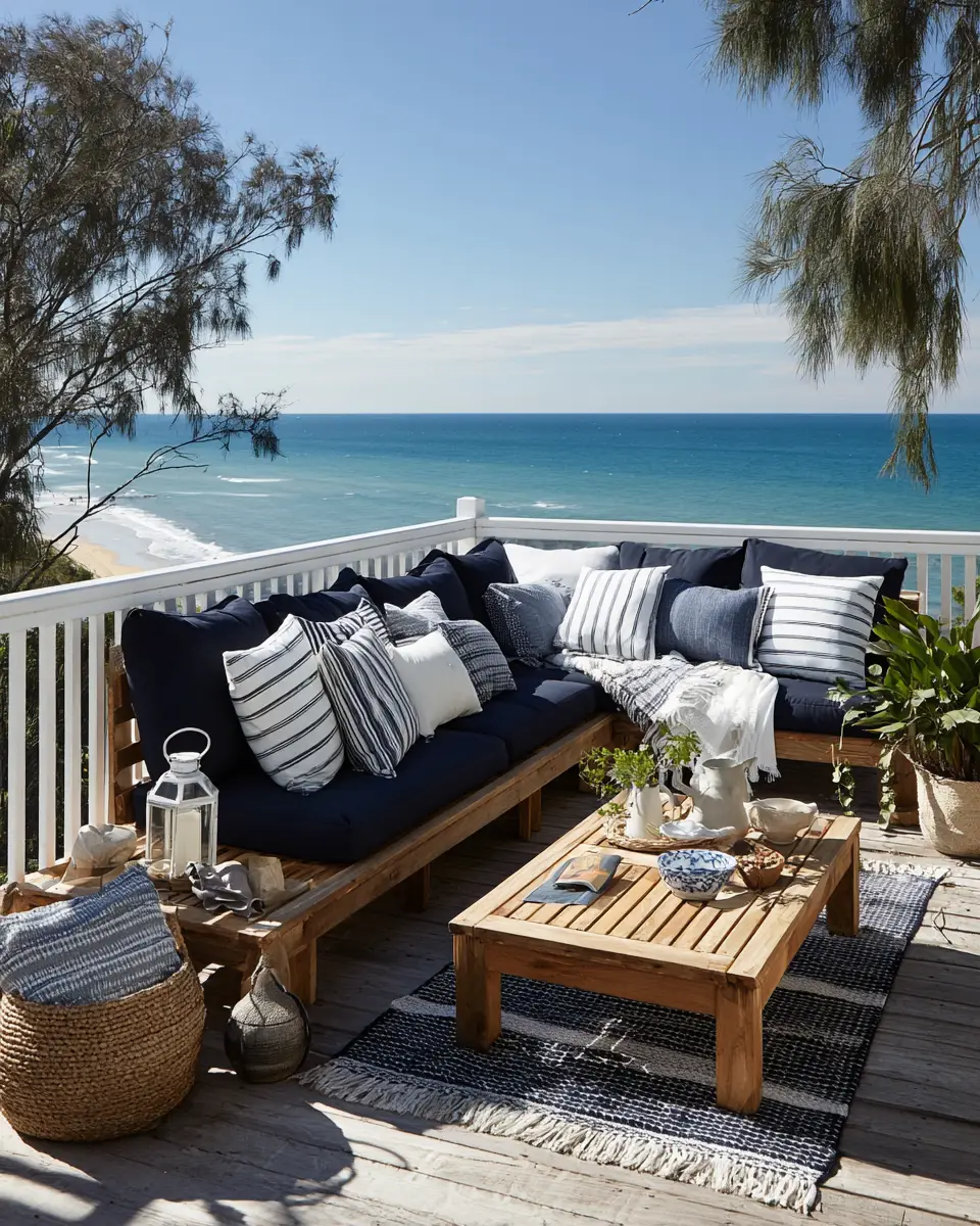 Navy Coastal Balcony Decor Ideas