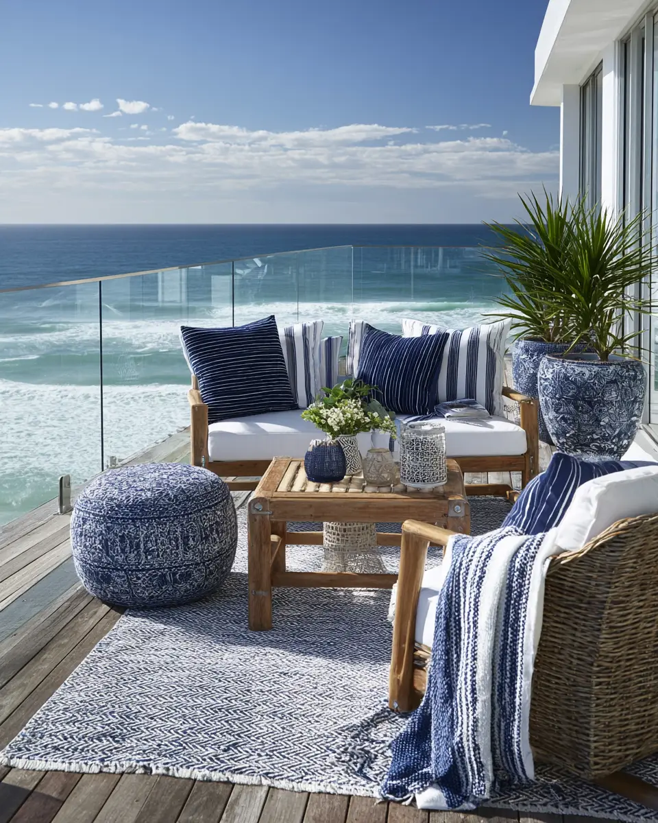 Navy Coastal Balcony Decor Ideas