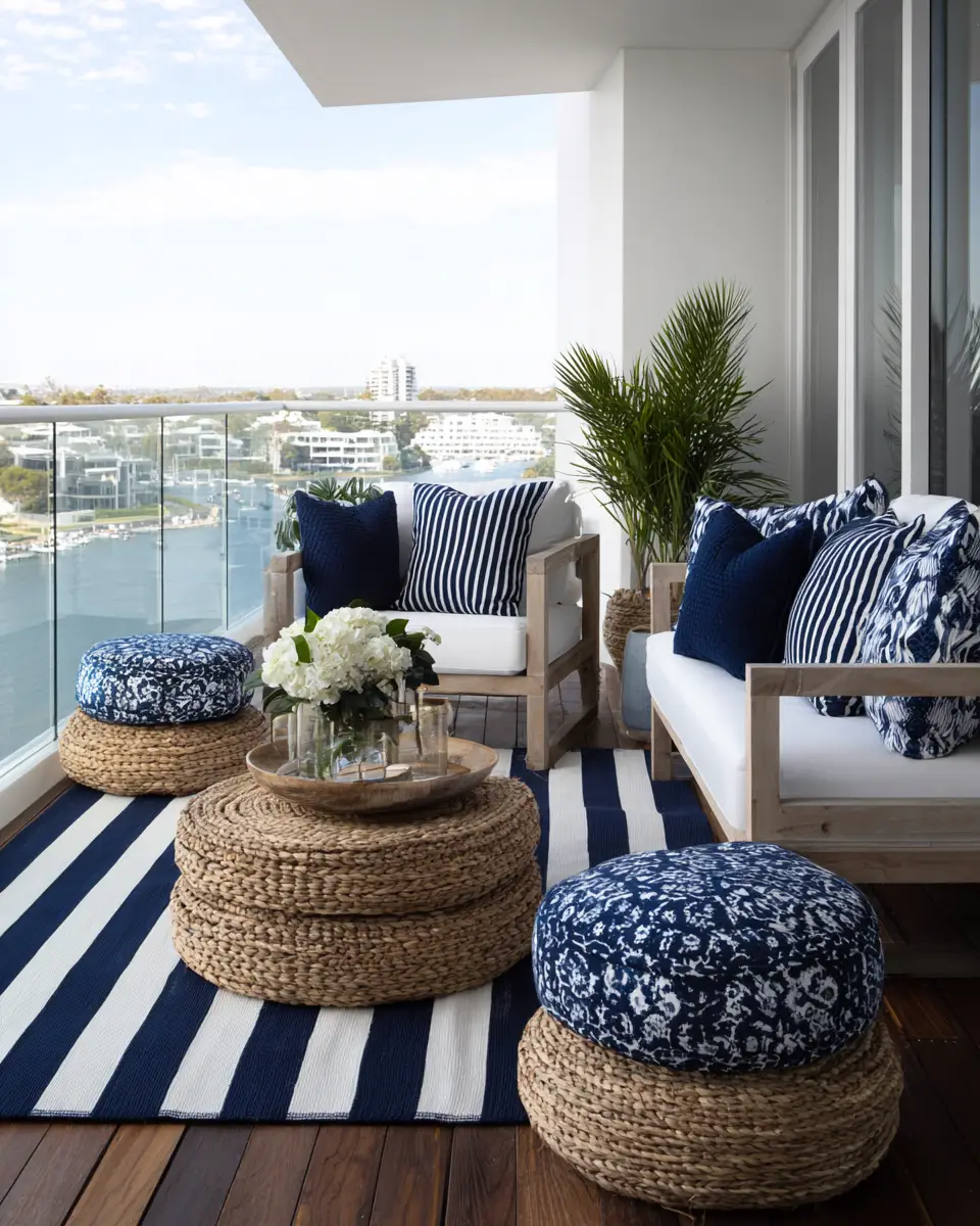 Navy Coastal Balcony Decor Ideas