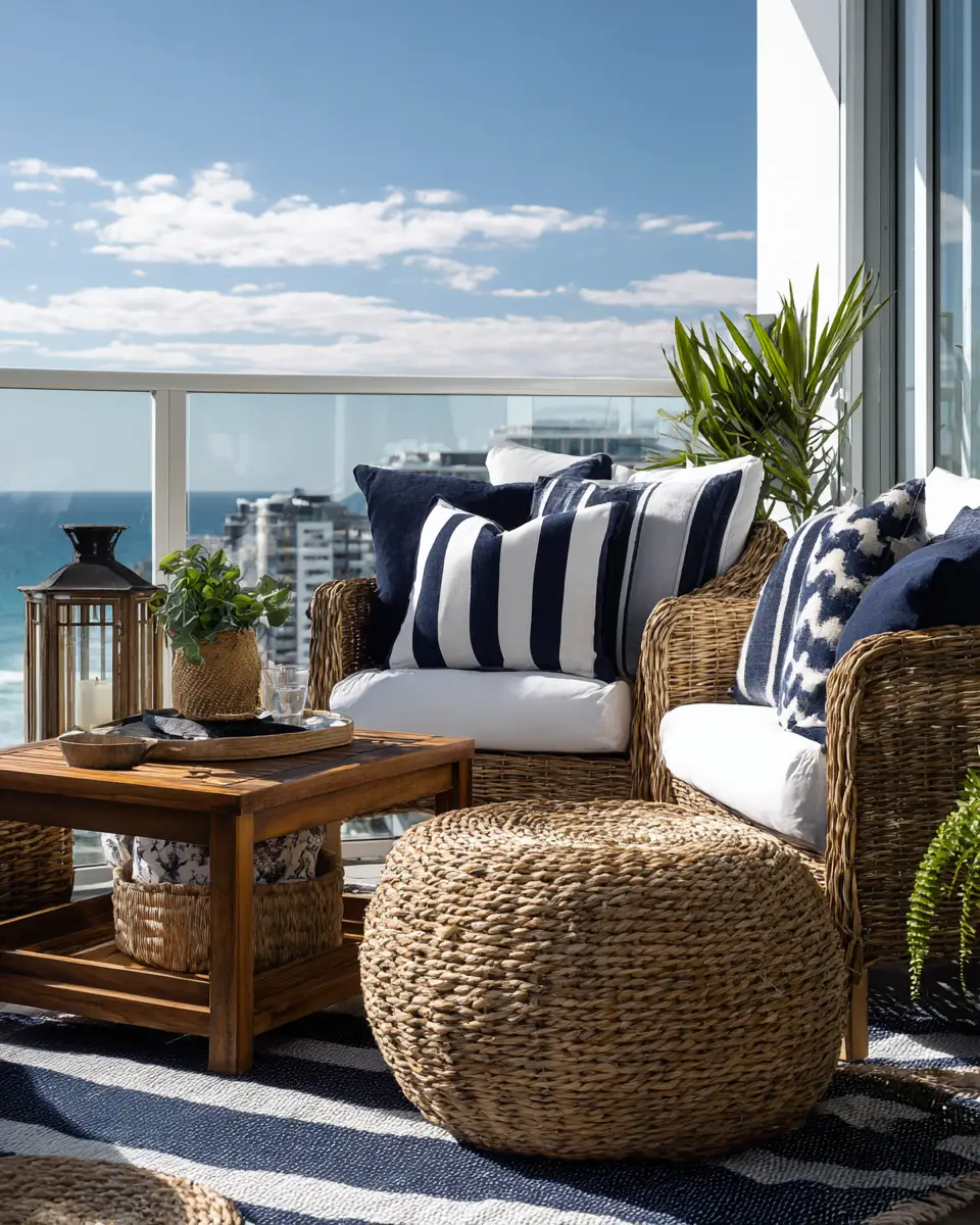 Navy Coastal Balcony Decor Ideas