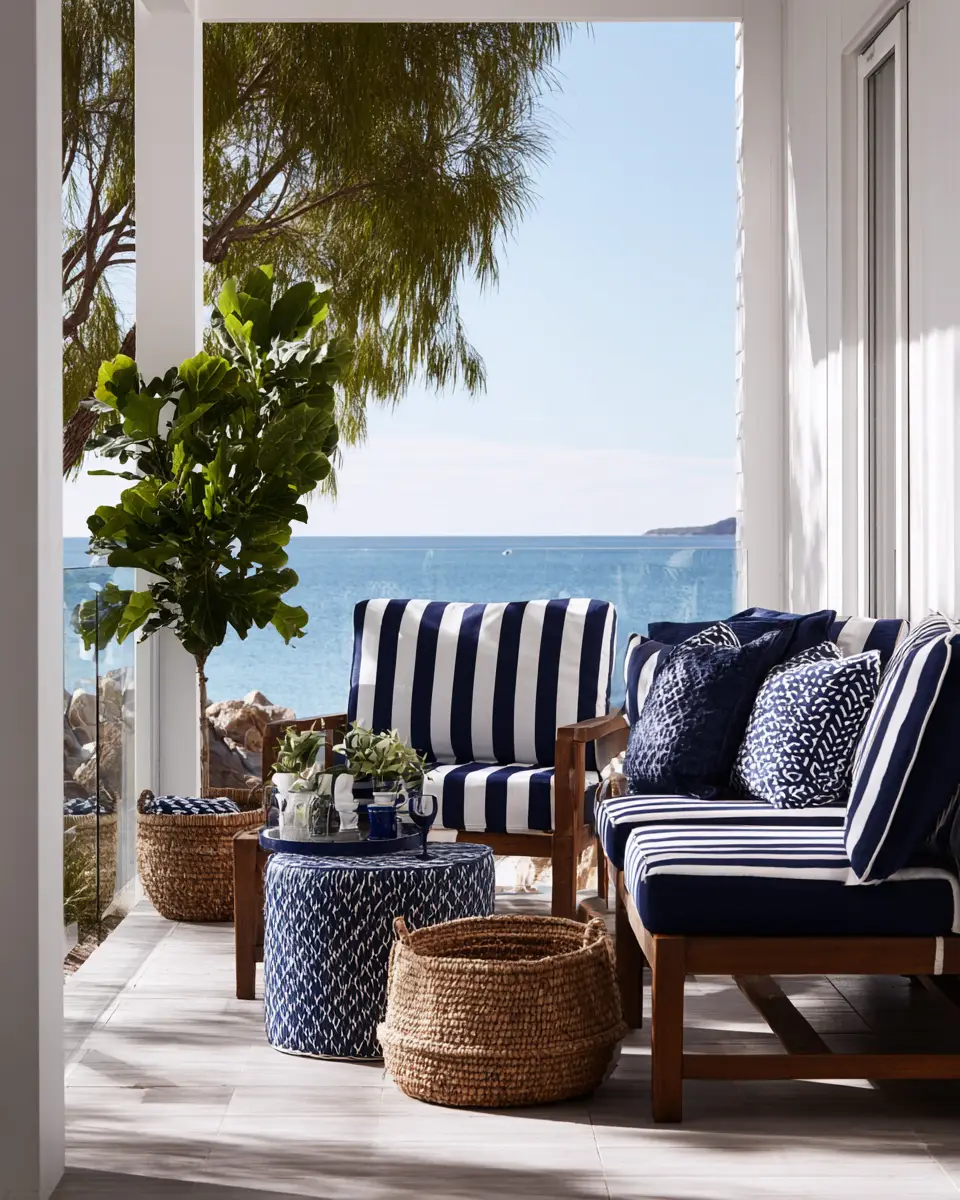 Navy Coastal Balcony Decor Ideas