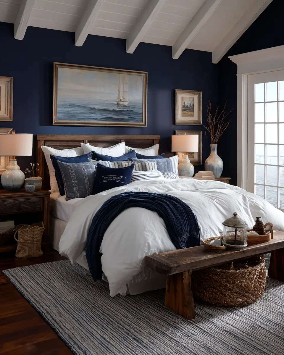 Navy Coastal Bedroom Decor Ideas