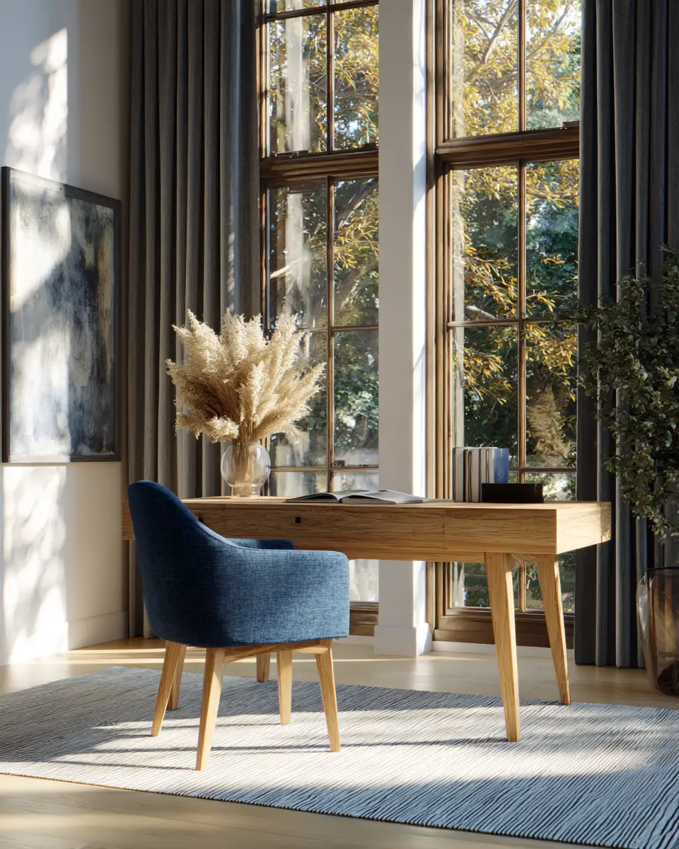 Navy Coastal Home Office Decor Ideas